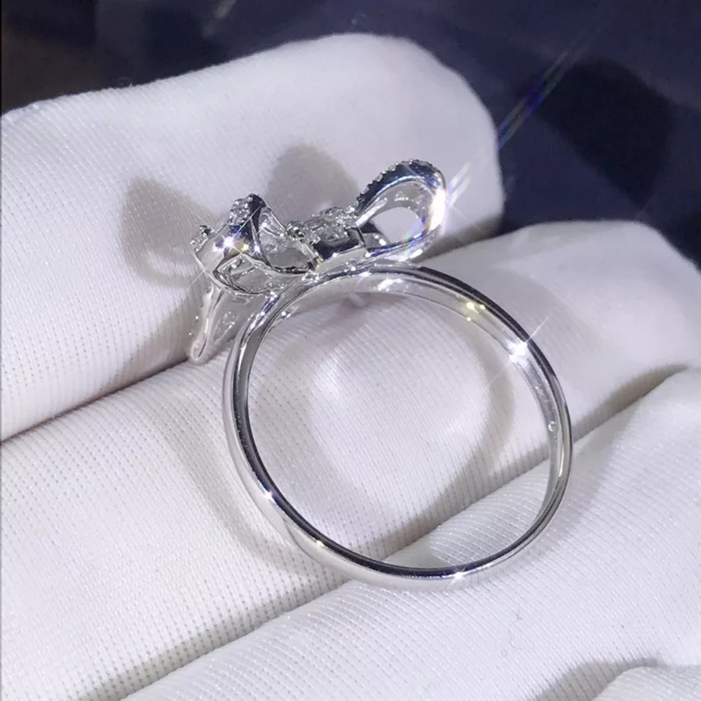 ♡♡Butterfly silver plated Wedding Engagement ring - Picture 4 of 6